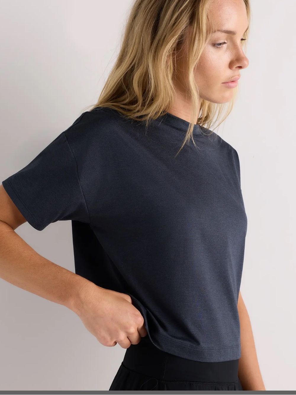 NWT Quince boxy crew neck tee neck tee navy extra small